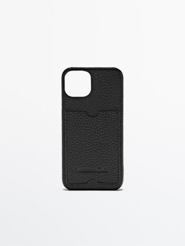 Tumbled leather iPhone 13 case with card slot