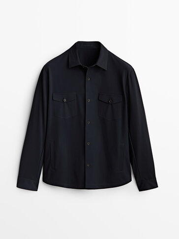 Overshirt in technical fabric with pockets