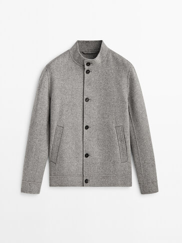 灰色羊毛襯衫式外套