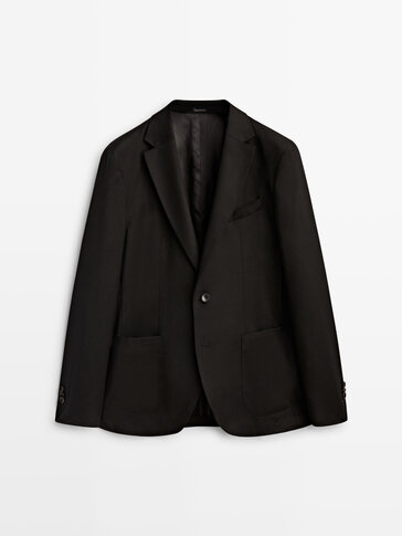 Veste tailleur noire flanelle en laine Limited Edition