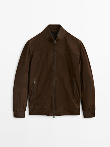 Brown suede jacket - Massimo Dutti România