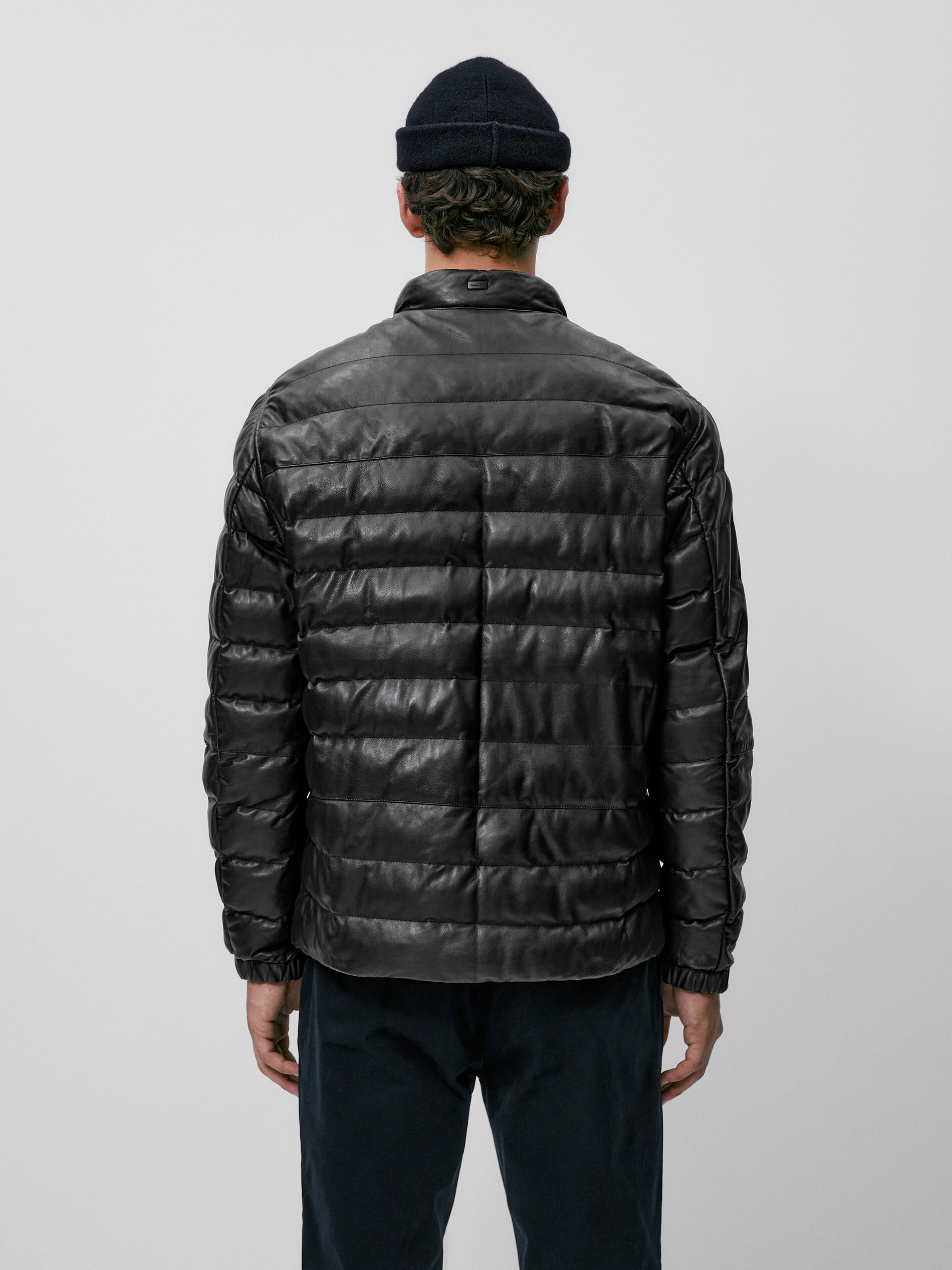 Massimo Dutti Black Quilted Nappa Leather Jacket Big Apple Buddy