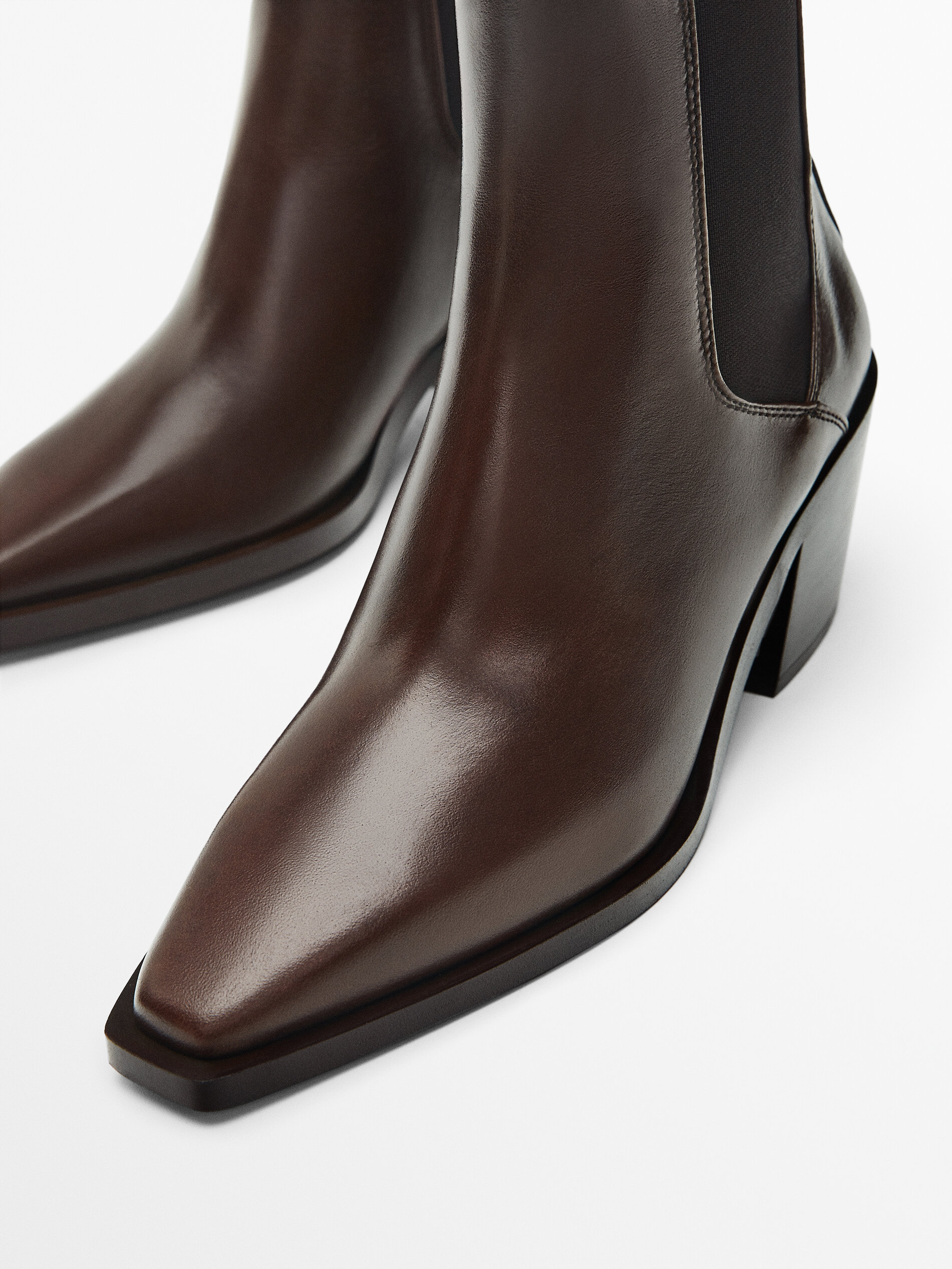 Massimo Dutti Leather Cowboy-Style Chelsea Boots - Big Apple Buddy