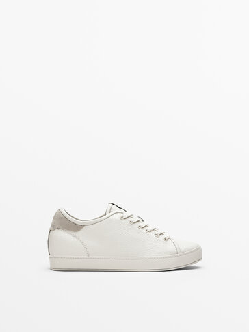 TUMBLED LEATHER TRAINERS WITH INTERNAL WEDGE