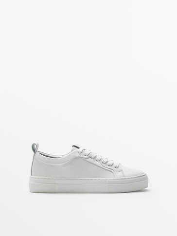 White tumbled leather trainers