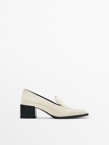 Leather block heel shoes with square toe - Limited Edition