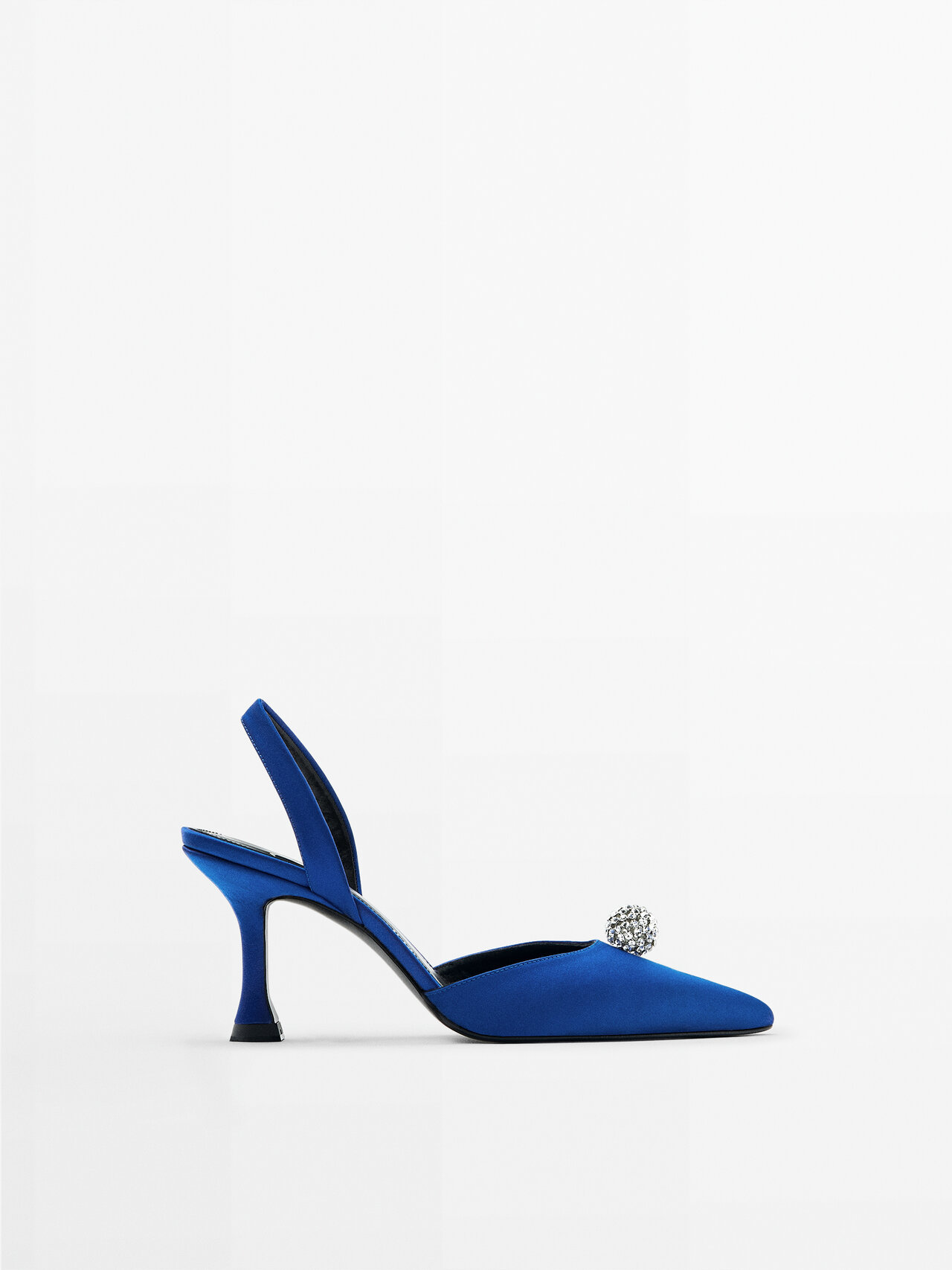 Massimo Dutti High-heel Slingback Rhinestone Shoes - Studio In Blue