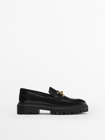 Leather loafers with super track soles