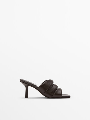 LEATHER HIGH-HEEL SANDALS WITH TUBULAR 