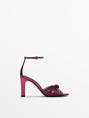 Leather high-heel sandals with metallic straps - Studio