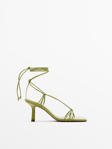 Strappy leather heel sandal