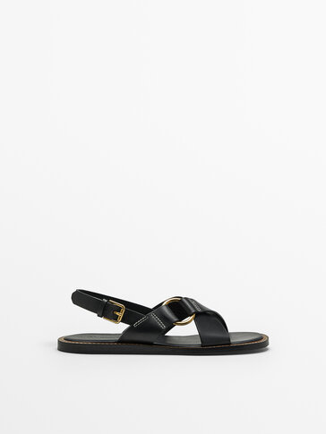 LEATHER CROSSOVER SANDALS