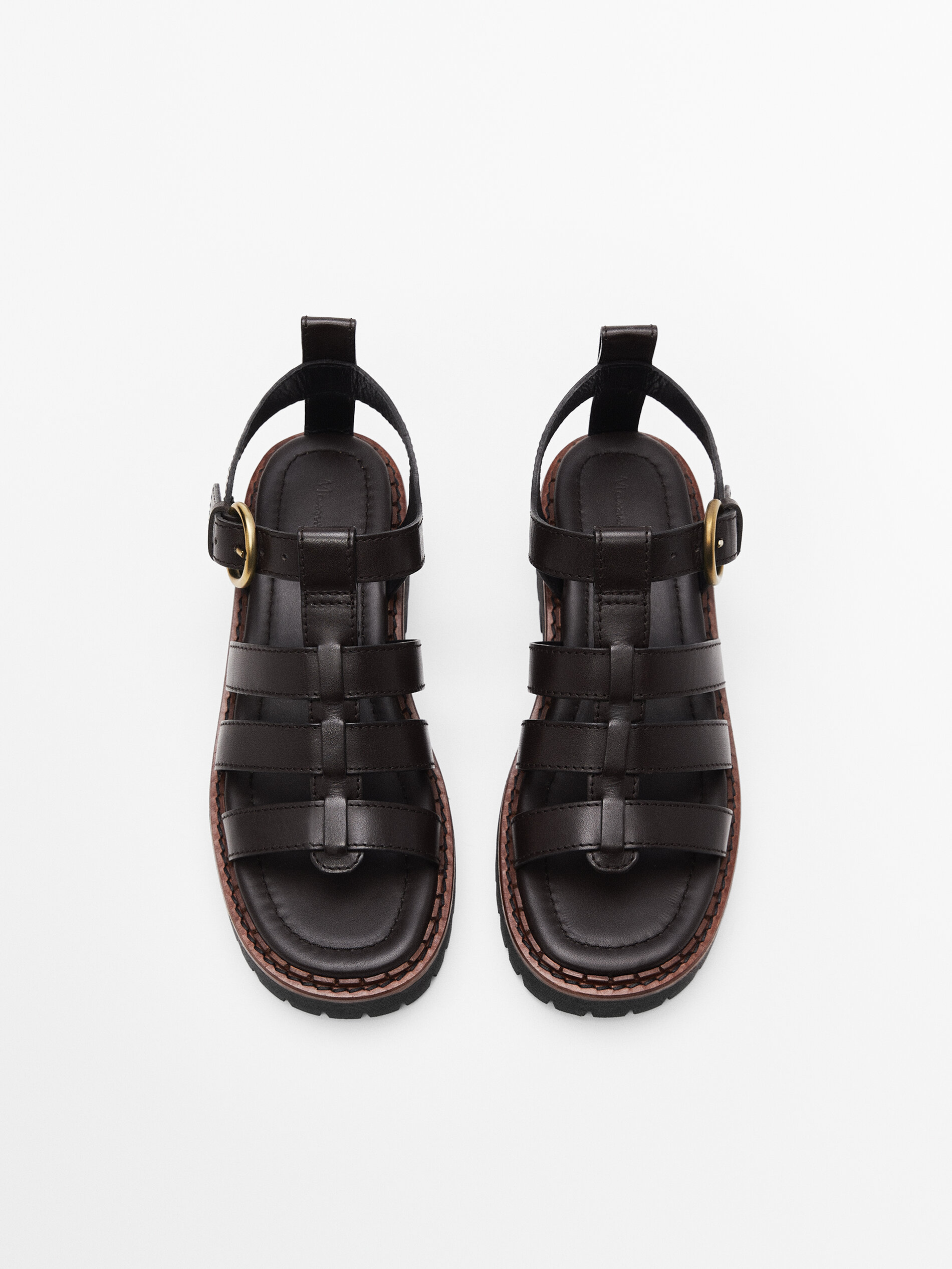 Massimo Dutti Leather Sandals With Track Sole - Big Apple Buddy