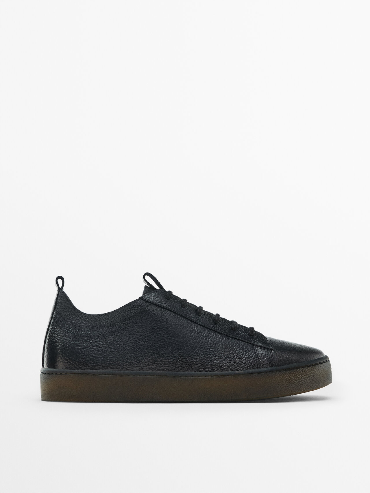 Massimo Dutti Floater Leather Trainers In Blue