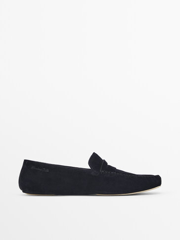 Soft split suede home loafers - Massimo Dutti United States of America