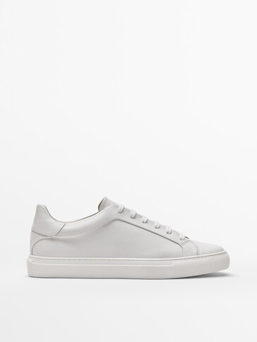 White nappa leather trainers