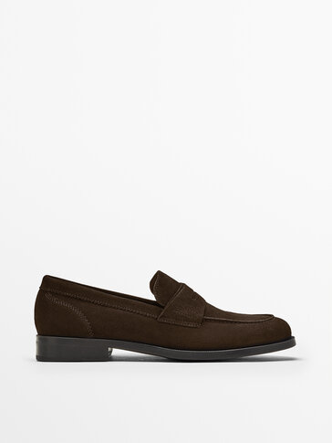 BROWN SPLIT SUEDE LOAFERS