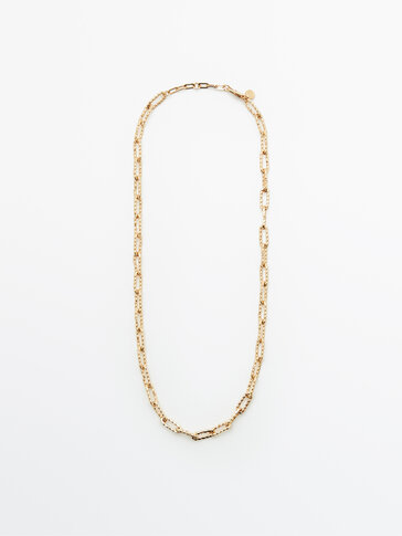 Gold-plated textured chain necklace