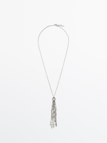 Collier long pendentif chaînes losanges