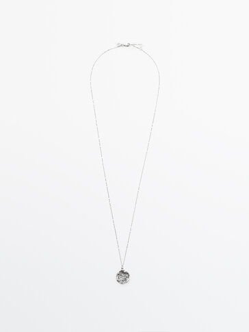 Silver-coloured coin chain necklace