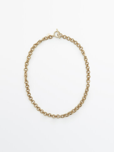 Gold-plated link beads necklace