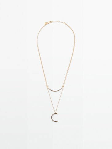 Double bar and moon necklace