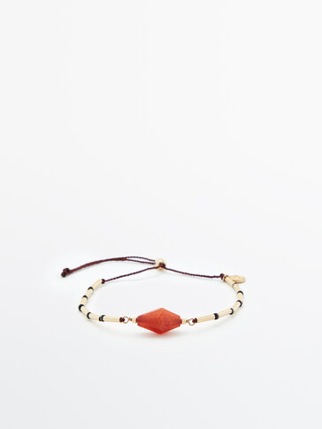 Bracelet fil avec pierre losange