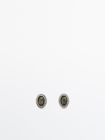Small earrings with coloured stone