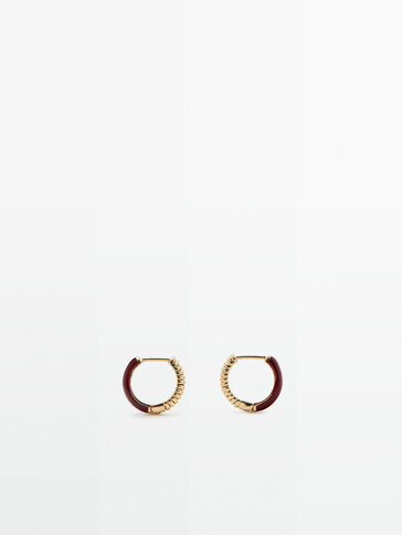 Textured and coloured enamelled hoop earrings