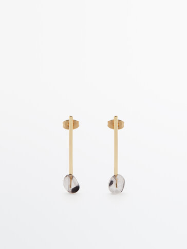 Bar earrings with glass stone
