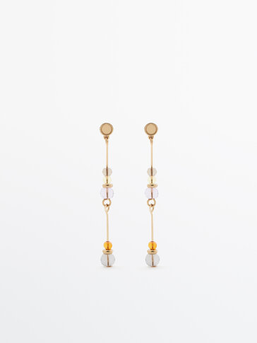 Long earrings with glass stones