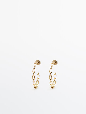Medium gold-plated open hoop earrings - Massimo Dutti Switzerland