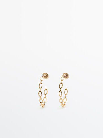 Medium gold-plated open hoop earrings