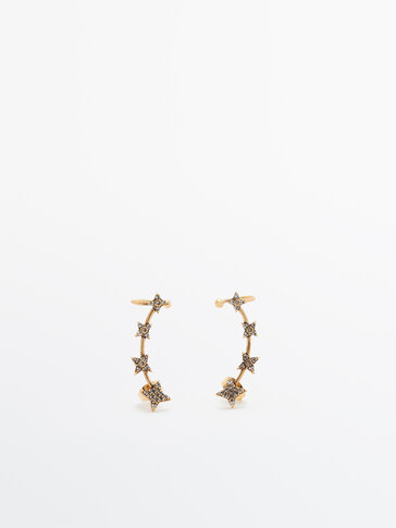 Rhinestone star ear cuff earrings