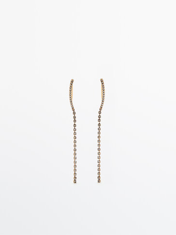 Long rhinestone band earrings