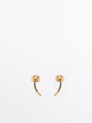 Curved rhinestone earrings