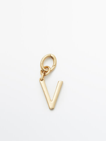 Gold-plated letter V charm