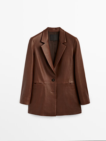 Brown nappa leather blazer