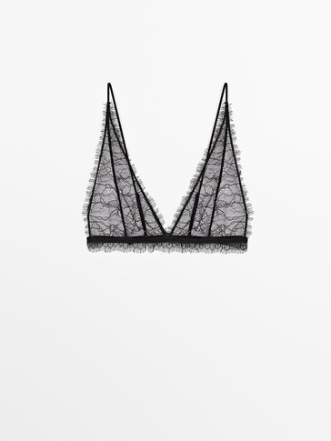 Bralette with blonde lace detail