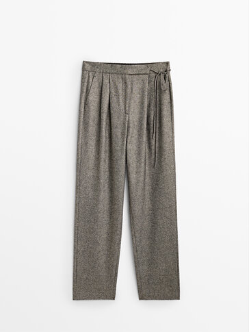 Flecked metallic thread trousers with darts