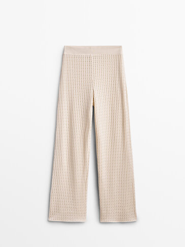 Open knit trousers