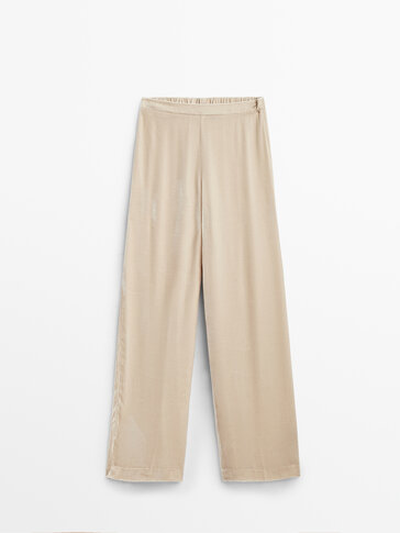 Velvet trousers with elastic waistband
