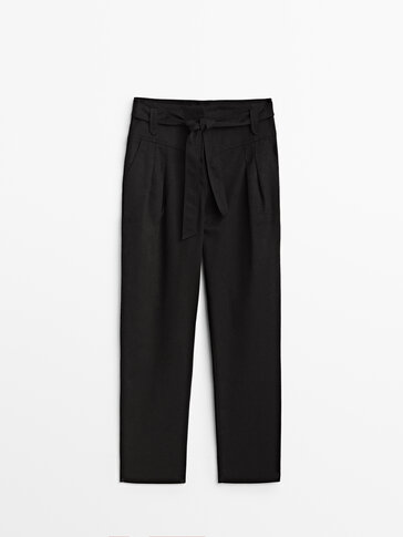 Darted yoke trousers with belt