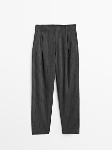 Striped trousers with darts