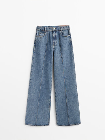 Široké džínsy s vysokým pásom