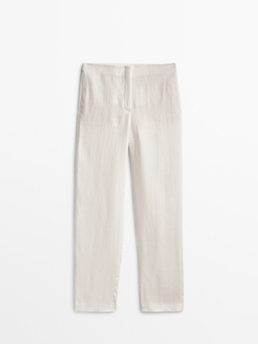 Straight fit linen trousers