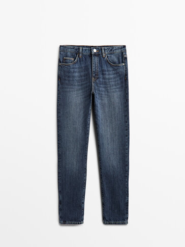 Jeans met halfhoge taille in recht model