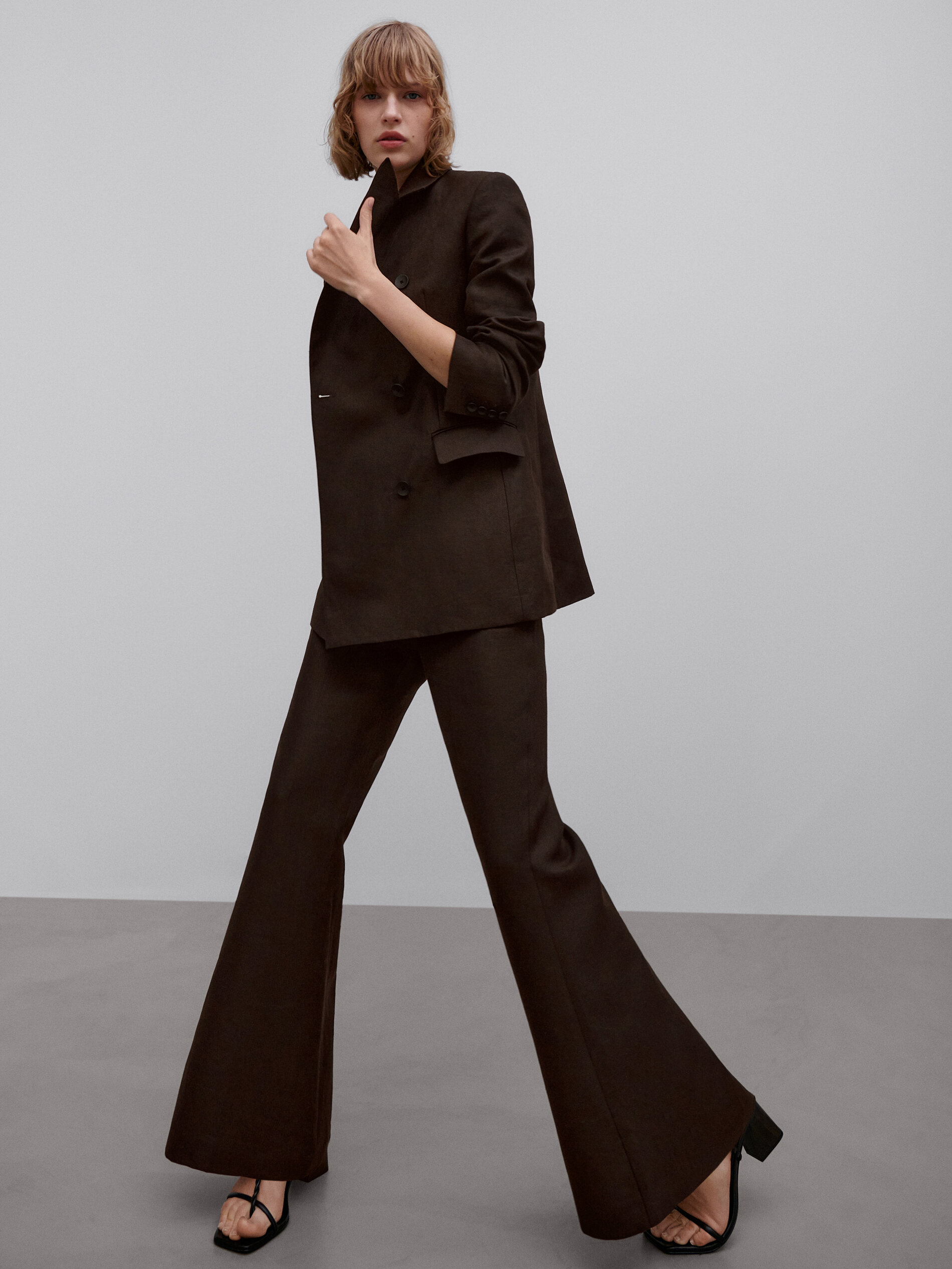 Купить Massimo Dutti Cropped linen suit 