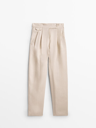 Loose-fitting ecru suit trousers - Limited Edition