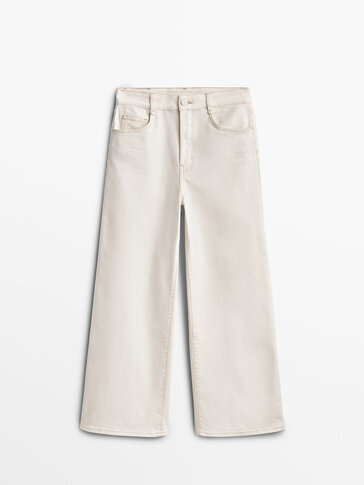 Cropped wide-leg jeans - Massimo Dutti Türkiye